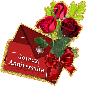 gif joyeux anniversaire carte et roses